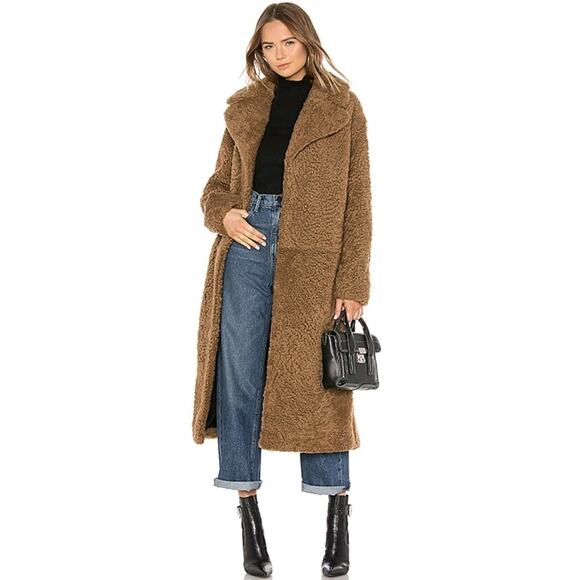 A.L.C. Hayworth Lamb Shearling Long Coat In Whiskey brown Size S - Picture 1 of 16